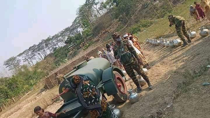 আলীকদমে দুর্গম এলাকায় পানি সরবরাহ শুরু করলো সেনাবাহিনী