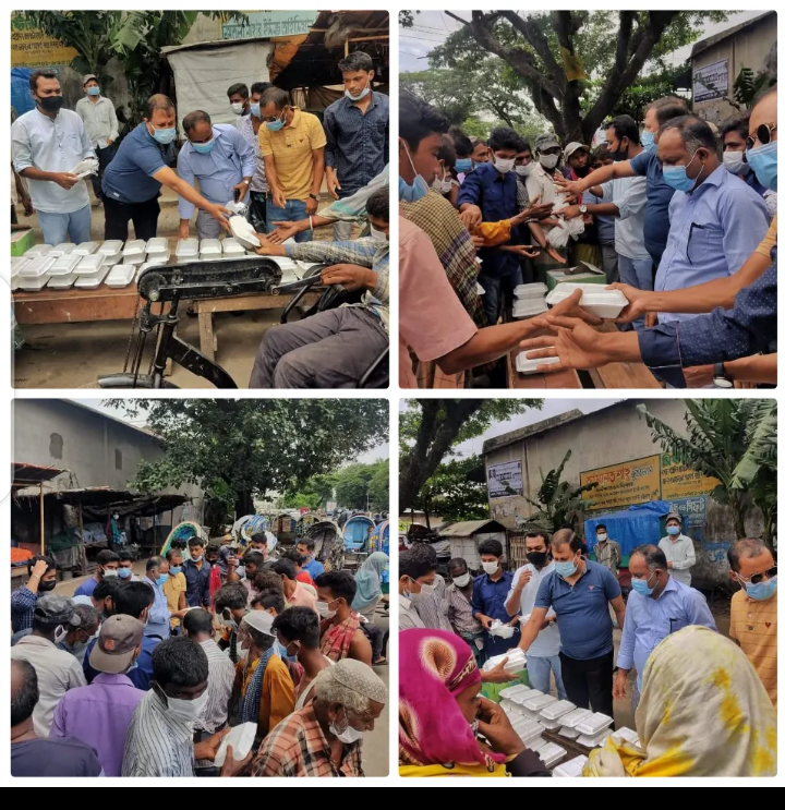 কর্মহীন বাস্তুহারা মানুষদের মাজে রান্না করা খাবার ও মাস্ক বিতরন করেন- দেবাশীষ পাল দেবু 