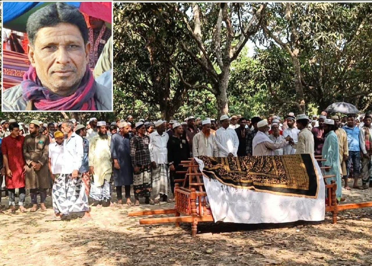 শিবগঞ্জে সন্ত্রাসী হামলায় নিহত বিএনপি নেতা আলম মেম্বারের জানাজায় হাজারো মানুষের ঢল