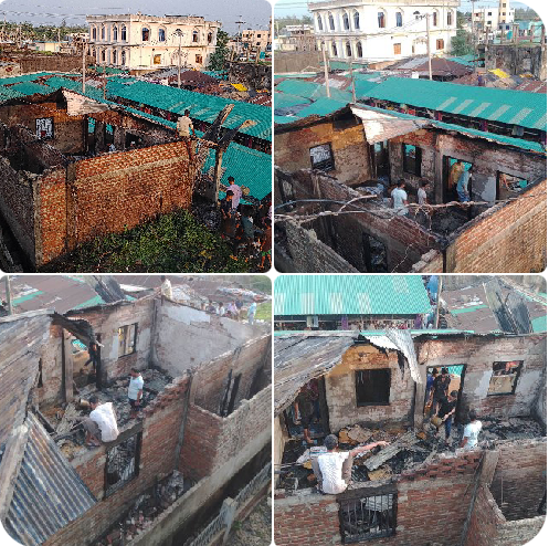 খুটাখালী বাজার ভয়াবহ অগ্নিকাণ্ড থেকে অল্পের জন্য রক্ষা
